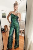 Do I love it? Absolutely. Do I light up the room? Also yes. I sparkle, shine, and glimmer in this outfit. Did I mention this outfit is seasonally universal? I can wear it during winter and look like a beautiful Christmas tree. I can wear it during summer and sparkle like a mermaid. I can bend over without worrying about lady bits showing. Really, this outfit is stunning and let me tell you, YOU WILL BE A SHOWSTOPPER walking into any room! Also, it fits like a dream I love that I can extend the straps to accommodate different lengths of torso or for the ladies (you can also easily wear a strapless bra or go free). 10/10 would recommend. - Randi B.