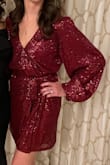 The dress was a hit at my holiday party. I got a lot of compliments and felt good in it. I wish it came in an XXS though as I needed to take it in. I moved where the button was and stitched it under the arms so it was less frumpy. The sequins did snag each other as other reviewers have mentioned but it was manageable. I did clip it closed in the front to be safe. - Patricia C.