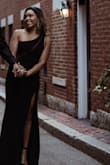 Best material ever. So comfortable and flattering. Have a plan in place for your boobs. Lol. The slit is perfectly located and the length was great too. SIZE DOWN. I'm typically a small but always get XS at Lulus. - Candace L.