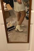 I usually wear a 6.5, but I read the reviews and knew I'd be wearing some kind of socks or thick tights with them, so I went up to a 7, and I'm glad I did! They fit perfect! The first time I wore them, they were a bit stiff (understandably), but the second time, they were very comfy! My feet don't hurt in these and they're very cute! - Aliza H.