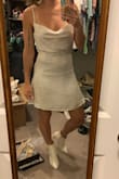 I love this dress so much! So cute! I'm typically a small from lulus and the small fit me perfectly. I have to use some garment tape to keep the top neck area in place, but that was to be expected. Love it overall! - Aliza H.