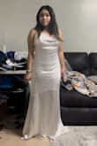 This dress is simple and sweet and has a beautiful weight to it. I ordered it as a wedding dress option but ended up using it as my bachelorette dress. I couldn't be happier and love the fact that I can wear this dress again and again. - Rowena M.