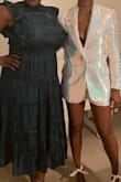 I am sooo in love with this dress it looks amazing on and I am a busty girl so its for US=L<þ. Fits true to size and is overall aesthetically pleasing to the eyes. Great party dress,, wedding guest dress or even a Sunday Brunch you cant go wrong. - Shannon N.
