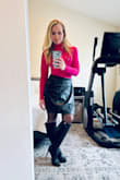 I am NOT a skirt person. I'm very short, 5'1, and I have a hard time finding skirts that look good on me. I love this skirt. Not too short and not too long, I don't need to have it tailored at all. Looks great with my 4-inch stiletto black boots as well as stiletto black booties. Really happy with this purchase. - Erin A.