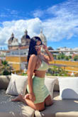 This bikini top has the perfect amount of shimmer to it. It ran a little small for me. I ordered an x-large and I feel that it was still a bit skimpy but overall it worked! - Sabrina E.