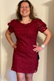 Length is very short but looked great on me as I am short. It fit properly in all the right places. It was comfy, not itchy. Lots of compliments! - Melissa V.