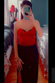 I absolutely love this bodysuit it's a beautiful cherry red the satin material looks so luxurious I'm small chested it was very fitted on me & low-cut if you're top heavy I could see it being too tight the only downside is there is no snap closure at the bottom you literally have to remove the top aside from that I love it! - Jade Y.