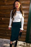 Loved the rich green color for the holidays and the length was great which can be difficult with longer skirts for short people. - Stacey H.