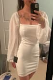 Fits like a glove. A little on the shorter side but material is really thick. Can't see through. Overall, a super cute dress!! - Miki