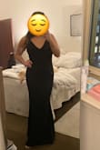 I ordered this dress for a black tie wedding coming up and this was a hit! It's extremely flattering and giving. It's a good quality material. I'm also on the shorter side and was expecting to have to hem the dress, but it's the perfect length with 3" heels. - Zoe T.