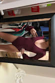 I got an XS and I love love love this bodysuit. I am petite all around and this fits great. It is quite low-cut on me so if I wanted to wear this to work I would probably wear a cami underneath. For what it is worth, my actual bra size is 28D but that isn't an option when choosing my Lulus fit details. My husband's eyes lit up in a good way when he saw how low-cut it is. I don't even have cleavage but had a push-up bra on so there was a little va-va-voom. I have a shorter torso than normal so it's not a struggle to snap the crotch closures, but there also isn't extra fabric. It's a really nice fit. I like the sleeves because they're not poofy or billowing, more droopy, but it's a nice touch. Sorry for the sideways picture. Tried rotating it before uploading and this site for some reason wants it to be horizontal. - Rachel H.