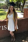 This dress is very flattering! It was perfect that it was so simple for under a gown for graduation. It is a very thick material so definitely not see through and it is very comfortable. - Madison F.