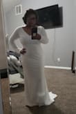 I have mixed feelings about this dress because I'm having a beach ceremony. The dress was heavy like a blanket and the shoulders keep sliding down so would need to be altered and it was long as well. I loved the back of the dress very elegant. I was surprised because I have a pouch belly and flat buttocks but this dress made my stomach look flat and butt looked nice as well. If I dont find another dress I'm going to order in a L and add a blingy belt to this one - Shaniqua P.