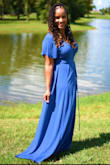 Got this dress for our yearly Family Pictures and it did not disappoint! I felt like a Goddess in this dress! It didn't show too much cleavage and accented my curves perfectly. I would buy this in other colors as well, that's how comfy it is. - Renee A.