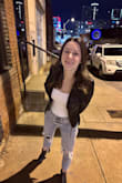 Perfect moto jacket! Fits perfectly; 5'6, athletic/skinny build (~122 lbs, 25 in waist, 32C), ordered size small and it's not too tight for a long sleeve underneath, but not loose whatsoever. Definitely recommend! - Claire P.