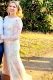 I wore this dress for my engagement session and it was absolutely beautiful! I was unsure about it because it looked "eh" in the photos but once I saw it in person and tried it on, I knew I had to wear it for something related to my wedding! For reference, I ordered a size Large and it fit perfectly! Received many compliments on our photos and the dress. Great option for a bride or for anyone looking for a lace vintage style dress. 10/10 - Sara G.