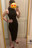 This fits so well. It's stretchy and soft. Love the length. The slit hits perfectly. I can get away with wearing a normal bra without the straps showing. I get so many compliments. - Melissa G.