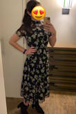I was between the S and XS but decided to keep the XS. I thought my chest and shoulders would be too large for the XS but it was fine. The waist on the S was too loose and I wanted it more fitted. The waist is elastic and you have to pull it on since there is no zipper. I've gotten a lot of use out of this dress and wear a strapless bra with it. The black can hide sweat stains but the material is very light and flowy anyway. - Melissa G.