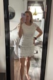 LOVE LOVE this dress. For girls with a big bust and a small waist, I recommend getting the dress that fits your waist size. ALSO, for short girlies wondering if this dress will be too long -- it's not! I'm 5'0" and it rests about mid-thigh. I ordered a XS and S because my waist and hip size fit the XS and my bust fit the S. The XS turned out to fit me perfectly, the open back makes more room in the chest area. The XS is form-fitting and I love the way it fits me. The S was too big so I ended up returning it, I knew I would return one so I'm not upset about it!! - Kara N.
