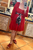 I love the color, the sleeves, the pockets but it looked frumpy on me. A belt helped. Cute dress! - Vicky L.