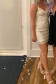 I wore this for my bachelorette weekend on a night we wore fun wigs! It's super fun, sparkly, and comfortable! I'm usually a small in Lulus dresses and I could have fit a small in this, but I always size up in bodycon/tighter dresses because I don't love them skin-tight on my booty. I wore this with Lulus Arylee Rhinestone heels and got tons of compliments all night! - Lauren A.
