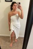 True to size! Ordered for my bridal shower and I love it. The only issue I've been having is the zipper and zipping at the seam. It's kinda tough to do but had no other problems. - Mia H.