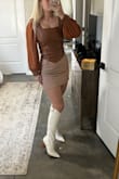 So pleased with these. They are the perfect white trendy cowboy boots! I was worried they would look cheap since they don't have any embroidery, but they look much more expensive than what I paid! - Hailey B.