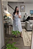 I think it's pretty but just a little too much material on the bottom and I feel like it's not flattering. The waist fits perfectly so I wouldn't be able to size down. The top is adorable but it's going to be a no for me. - Nicole U.