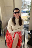 Does run a little large but perfect skirt for spring! I didn't realize it had a slit until wearing it but it isn't too high!! Lightweight and not see-through. - Shaela K.