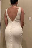 Love this dress especially the back! It's nice thick stretchy material. Fits true to size, wore 3 inch heels with it and didn't need it shortened. I've seen bridal shops charging 3k for a dress like this! - Erica M.