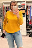 I honestly had been eyeing this sweater for quite some time but was worried about it being too fitted. I wasn't sure if to go with my normal size or size up. I finally just went for it and got my normal size S. It's a cute sweater but it's definitely a looser fit than I thought it'd be. I'm glad I didn't size up or I would've been swimming in it! - Vanesa