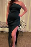 I ordered a medium and it fit like a glove. The green colour waa gorgeous! It was beautiful but so comfy. The material was thick so it wasn't see-through but also had some stretch to it. I am very pleased with this purchase! - Hannah C.