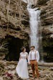 I bought this dress immediately after we became engaged 10/2021. I loved it instantly! Excited, I showed pictures to friends and got opinions leading me to look at other dresses. Nothing else felt like "me" or suited the intimate wedding I had planned. I also didn't want to spend a lot knowing the dress would get dirty. So I quietly just planned to wear it. I ordered a small and it fit perfectly. I have a long torso and loved the two piece look. Yes, it is long, and since I wore Converse, I stepped on it some lol. All in all, I'm so happy I went with my gut and wore it. I've gotten tons of compliments on it. - Jessica M.