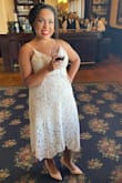 I loved this dress! It was perfect and simple and exactly what I wanted for my wedding. My only complaint is the nude slip underneath was really short and kept riding up my booty all day. If that was a little longer it would have been perfect. But I still loved the dress and felt so beautiful wearing it! - Jasmine W.