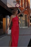 Very pretty, silky, and comfortable. It is a thinner material so be aware if that! I really liked it though, especially the one shoulder, design, and color! - Chloe D.