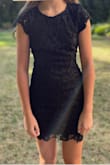 My daughter wore this dress and it fitted like a glove. She is tall and thin and the XS was perfect&. Although on the short side if you are concerned about the length. The lace is beautiful and the back very pretty. Would recommend. - Sandrine R.