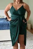 I really liked the cut and color of this dress, especially the draping in the front. If it had draped on both sides, I think this would have been a homerun, but as is, the slip looked like a mistake. Possibly my hips are too wide for the XL (I'm typically a L/XL) - Colleen E.