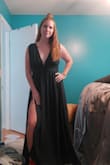 I am in between sizes right now, so I went one up and had to take the sleeves in a little bit but it is so comfortable and flowy. The material is thick and luxurious. I plan to wear it to the opera with my husband this weekend! I'm super tall and it is plenty long for me! My #1 fav thing about this dress so far! - Sarah T.