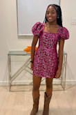We purchased this dress for our 14-year-old. I purchased a size small for room but she could wear the XS (snug fit). I don't want her in tight dresses so I got the size up. Plus allows for at least 1-2 more wears! - Kimberly B.