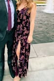 Wore this as a wedding guest dress and it was beautiful, so comfortable, and I received so many compliments! I ordered it in a medium and small, and ended up keeping the small as it fits a little better! Perfect length with heels too, even though I am fairly tall. Material was thicker and nicer than expected, so was a nice warmer dress for a rainy day wedding but is still light enough that it didn't feel heavy. - Jacey A.