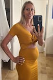 I bought this dress for a vacation while pregnant. It was perfect.  I'm usually a size 2 / xs when not pregnant . I'm 18 weeks & currently around 133 pounds. This dress is stretchy in the right places and I should be able to wear it until the last few months of my pregnancy. - Kristina P.