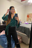 OK, the shirt is freaking cute! I love it I love the puffy sleeves, it fits perfectly, and it's so bright green. It looks so great! Definitely, if you're thinking about getting it it's worth it!! - Alexis A.