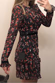 Really cute dress and has a lot of potential but definitely too small. I should've listened to the reviews because unfortunately, it doesn't work for me. If I ordered a medium then it wouldn't fit my waist to my liking as it already was slightly roomy there. It mostly was tight in my shoulders and arms and then around my hips. Which usually I have no issues with my shoulders since I'm petite so it was surprising for it to fit so snug to where I couldn't lift my arms comfortably so be aware of that. it's also shorter than I preferred for the event I wanted to wear it too. I felt like if I bend over at all it would be a risk! I think partly that's because it was snug in my hips though. Just for reference, I'm normally a 2/4 so def size up! - Miranda N.