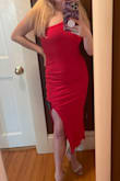 So I wrote that the item fits perfectly, and it does, but according to Lulus size chart, I should fit into a small, but I always buy extra small dresses from this store. I love the dress. It's super cute. I'm on the shorter side, and I still think the length was great. - Olivia L.