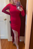 So I wrote that the item fits perfectly, and it does, but according to Lulus size chart, I should fit into a small, but I always buy extra small dresses from the store. I have wider shoulders, so I thought it was gonna be too tight once I started putting it on, but it fits great and I love the look. The dress does go down all the way to my feet because I am short but once I put short heels on it looked normal. - Olivia L.