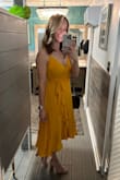 This dress was the perfect wedding guest dress. I love that its a wrap dress so it is dynamic in sizing. It does show sweat and the seam on the side-chest was a *little* loose/gapping but I think its because I didnt have the straps loose enough (pictured). 

I highly recommend this dress! I will be buying it in another color for the next wedding I attend! - Rebecca J.