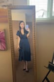 I love this classy dark navy dress! It's so classy and elegant = Love the material too = - Angelina G.