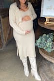 This dress was so prefect for my baby shower. I sized up (normally a small but got a medium) as I am 8 months pregnant. This was so comfortable and received so many complaints. Perfect color and softest material - Lauren P.