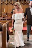 This dress was exactly what j always dreamed of wearing on my wedding day! It fits like a glove. It was sexy yet elegant. I wore it over the shoulder for the ceremony and above the shoulders during the reception for comfort. The dress is everything from unique to boho to southwestern to elegant. I keep getting compliments days after the wedding! - Melanie R.