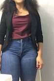 I am a b cup so I was concerned about how the top part would fit, but I ordered the medium which is what is my size and it fits really nice. Love the material, got compliments. It gives off a rich look. - Joni L.